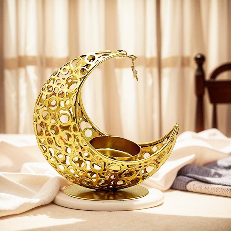 1 Stück Hohl Party Halbmond Kerzenhalter Tischdeko Gold Silber Islamisch Metall Hochzeit Mehrere Optionen verfügbar