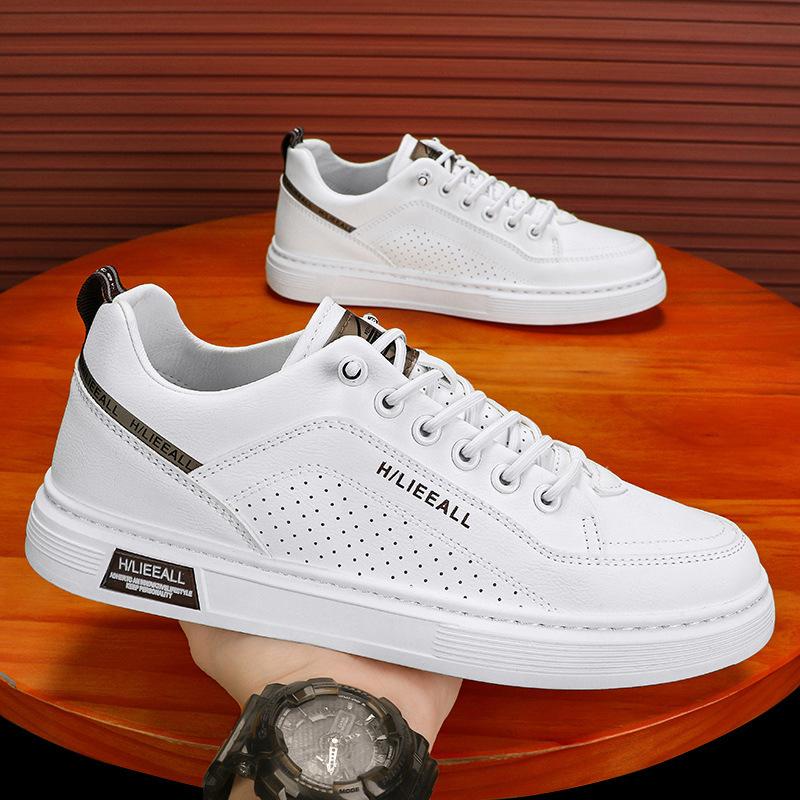 

2025 summer men s punching breathable board shoes four seasons casual shoes fashion trend sports shoes white shoes men s retro 39