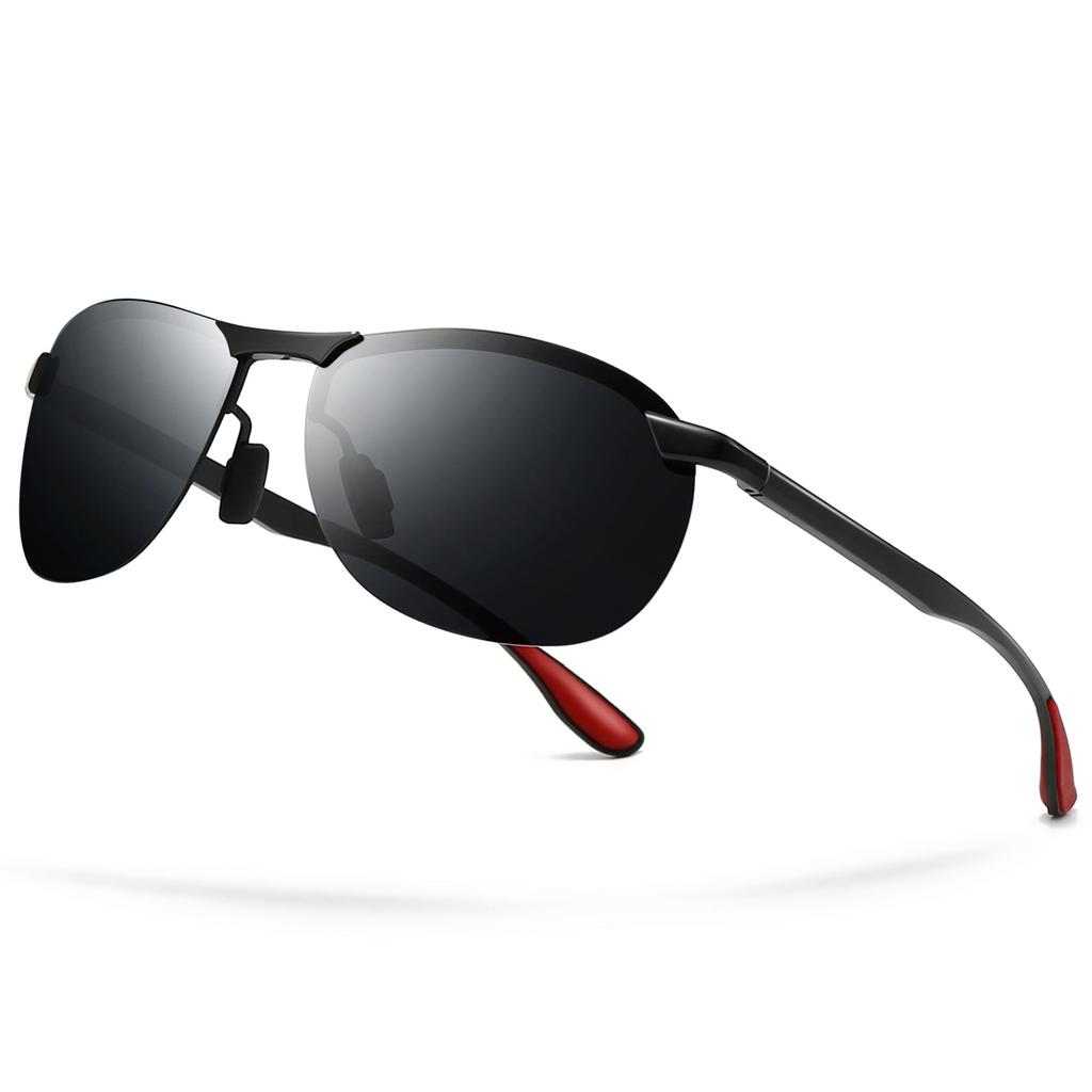 SUNGAIT Aviator Polarized Sunglasses for Driving and Alloy Temple Spring JP Men, Golf, Al-Mg Hinges, UV400, SGT302-HH