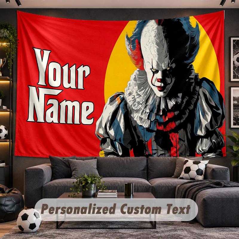 IT Pennywise Personalized Tapestry Support Custom Name, Wall Art Home Decoration