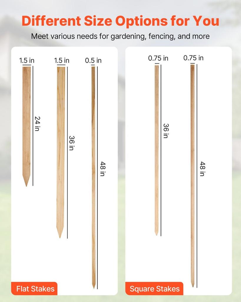 Wooden Garden Stakes, 25 Pcs 17.53×12.7×1219.2 mm Survey Grading Stakes, Garden Ground Stake with Sharp Point, Fir Wood Plant Support Stake, Sign