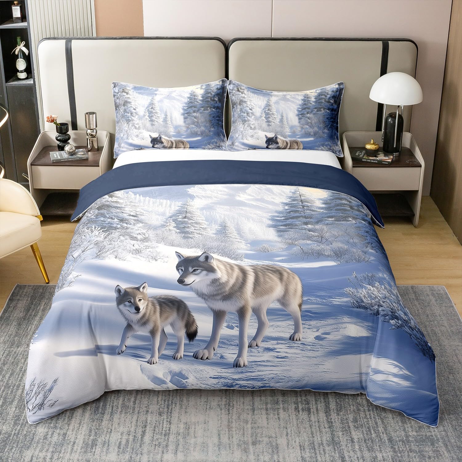

Trees In The Snow Duvet Cover Sets For Kids Teens Queen Lightweight Quilt Covers Winter Themed Bedding Set Room Decor No Quilt EU Single(135*200cm)3pcs