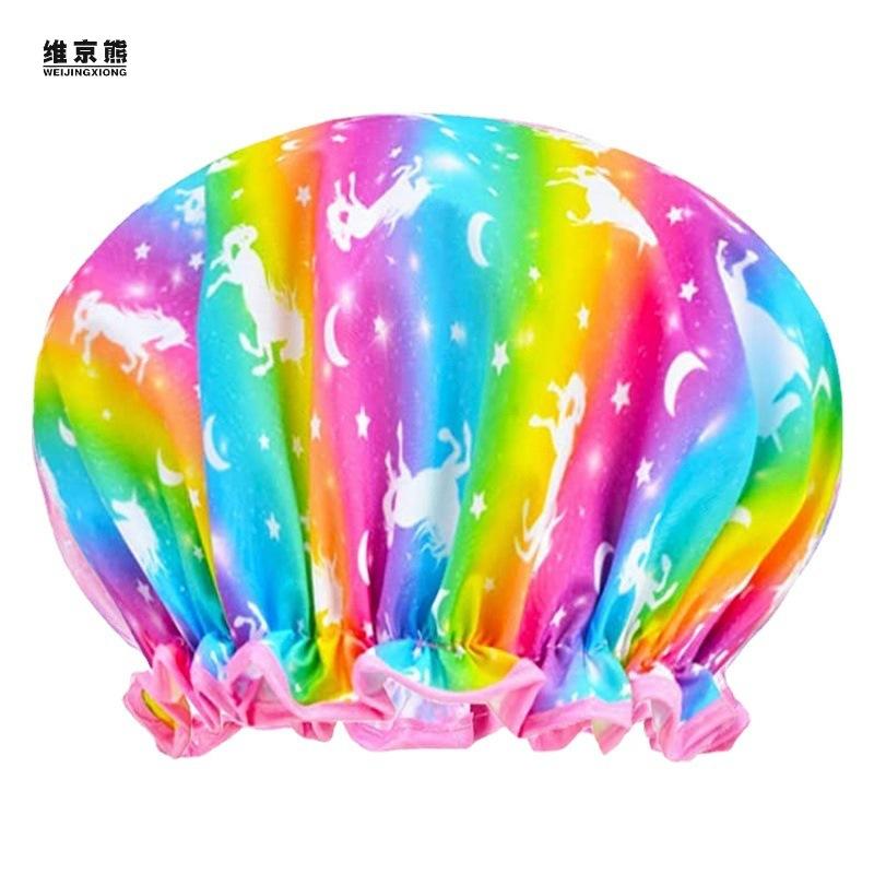 Duschmössa för barn ny tryckt tecknad dubbellager flickduschmössa babyduschmössa söt