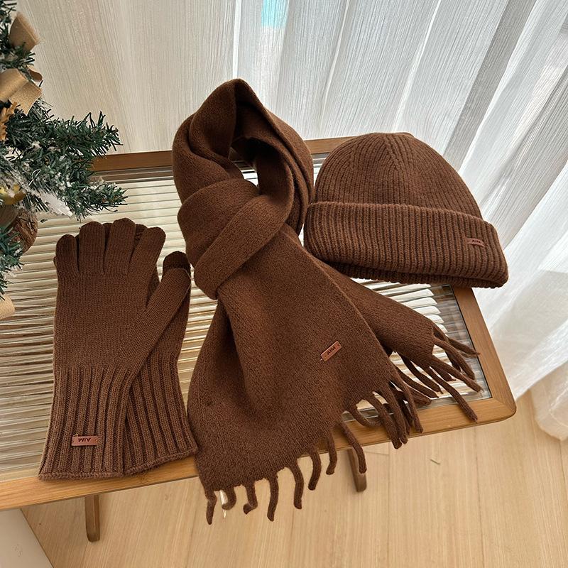 3Pcs Set Winter Hat Scarf Touchscreen