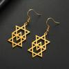 Lemegeton Religious Je Star Of David Dangle Earrings Gold Color Jewelry Vintage Stainless Steel Earring Party Gift for Women