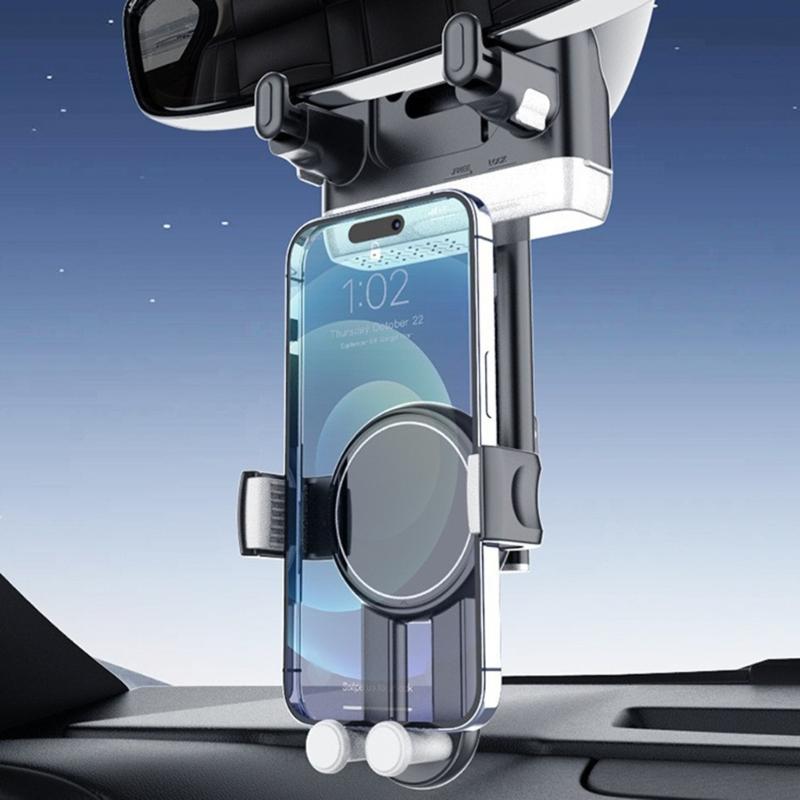 Universal Car Rearview Mirror Smartphone Mount 360 Degree Rotation And Adjustable Length Suitable For Any Vehicle Model