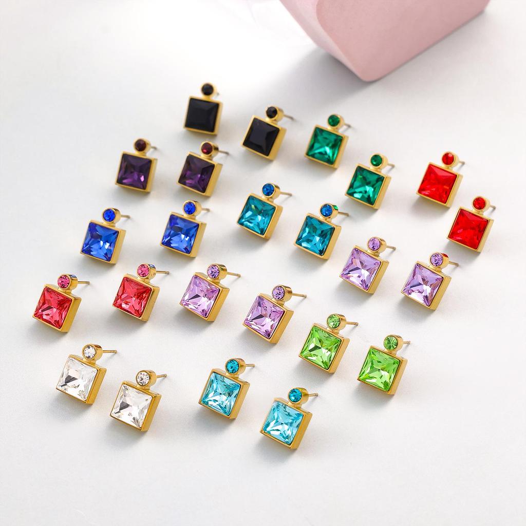 Elegant Square Perfume Bottle Necklace & Exquisite Earrings Set - Niche Design, Fashion-Forward, Unique Personality Jewelry