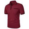 Summer Men's Short Sleeve Polo Shirts Solid Color Casual Tshirt Trendy Breathable Loose Basic Splice Top Pockets Men Shirts