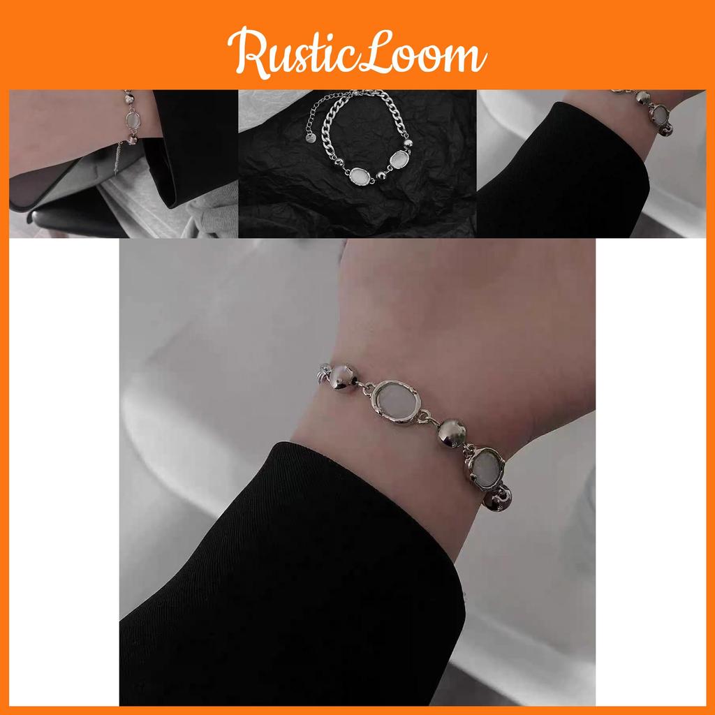 Titanium Stylish Unisex Steel Cat Eye Bracelet With Unique Design Bead