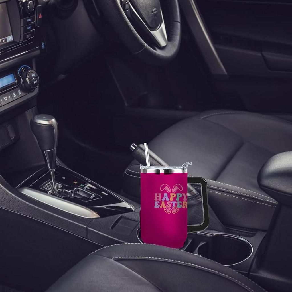 40 Oz Tumbler with Handle Happy Easter Tumbler with Lid and Straw Insulated Tumblers Stainless Steel Tumbler Funny Gift