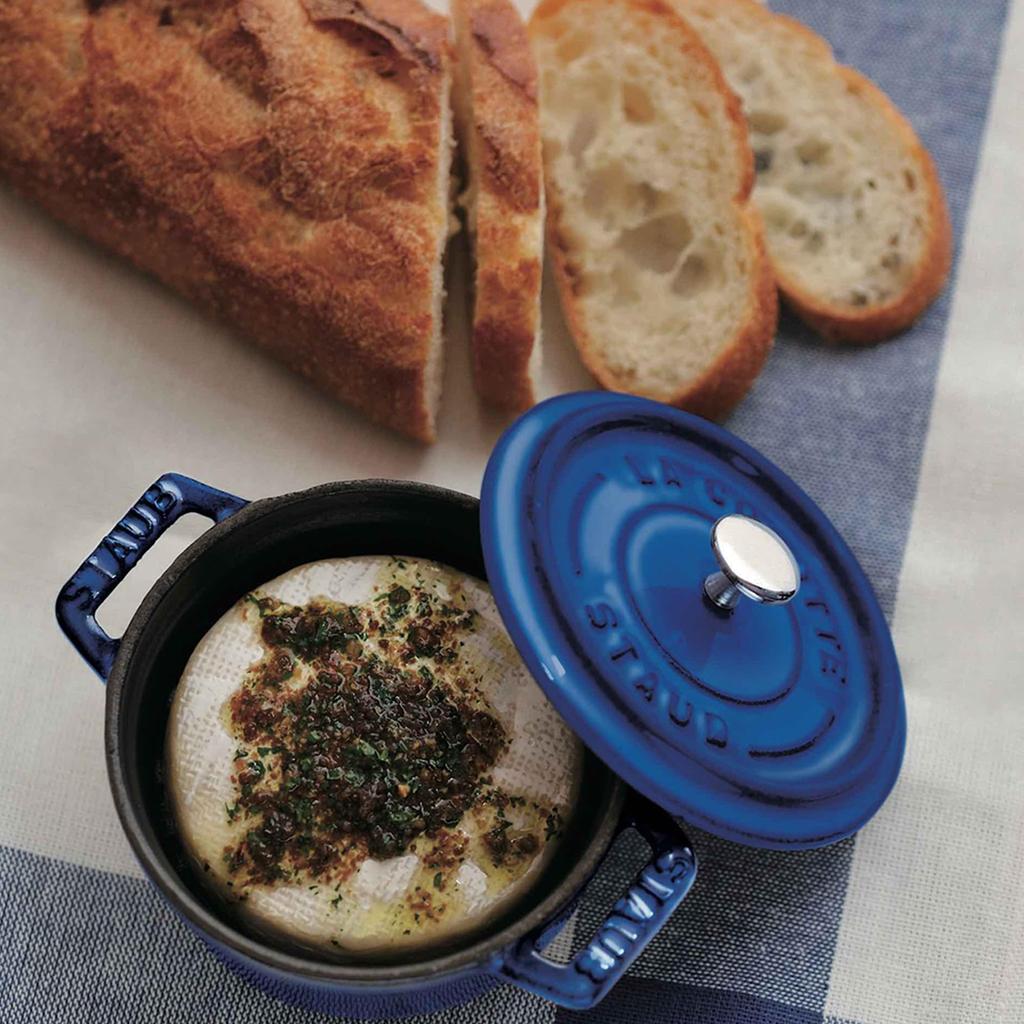 STAUB Pico Cocotte Round, 10cm, Royal Blue, Small, Two-Handed Cast Iron Enamel Pot, Oven-Safe