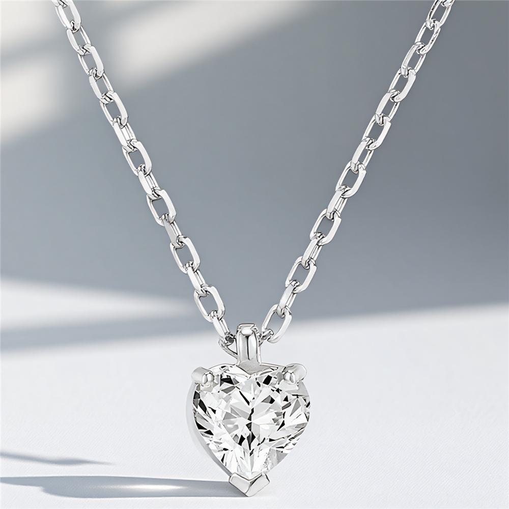Luxury Female Crystal White Zircon Stone Heart Pendant Necklace Vintage Gold Color Wedding Jewelry For Women