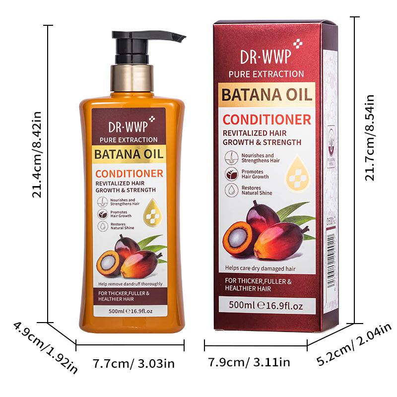 Zestaw szamponu i odżywki z olejem Batana 500 ml do nawilżającej pielęgnacji, zmiękczania włosów oraz poprawy suchości i puszenia się Conditioner 500ml gray