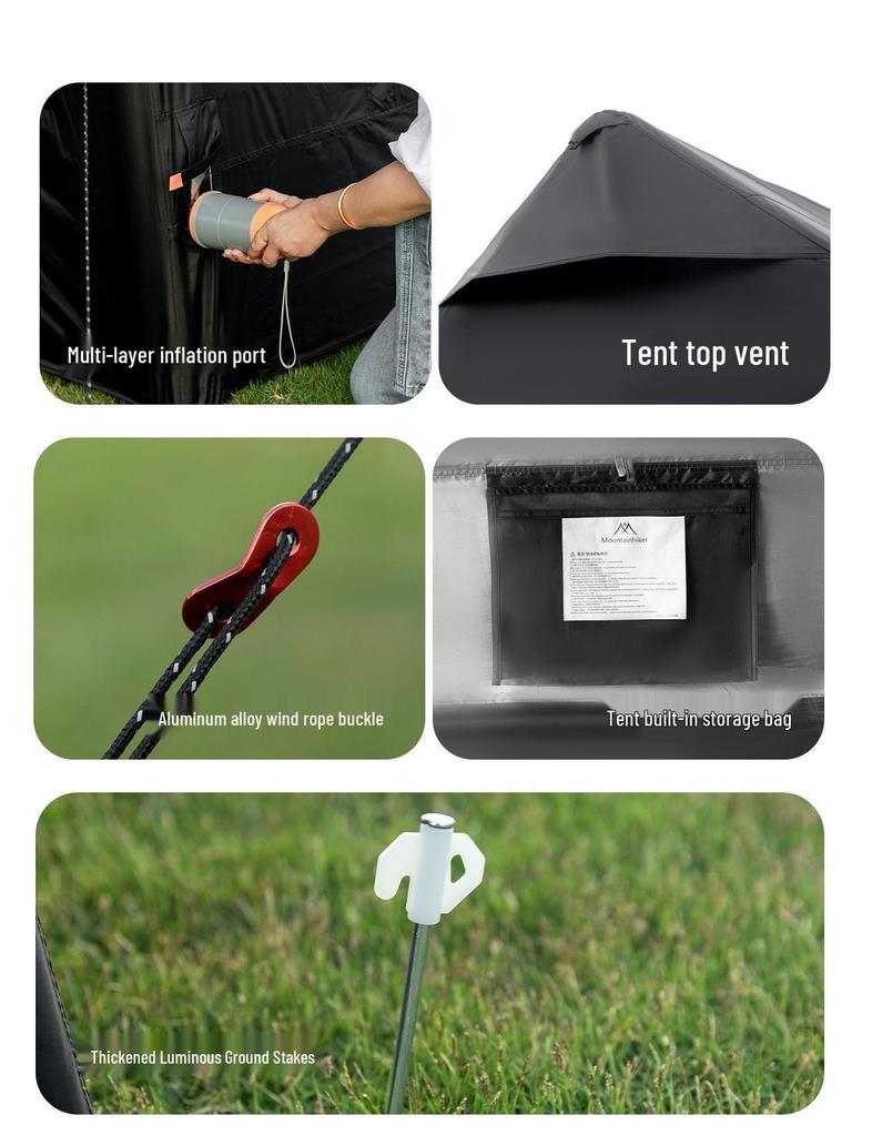 Mountain Guest 8+8 Flat Inflatable Camping Tent with Tarp for Outdoor Use