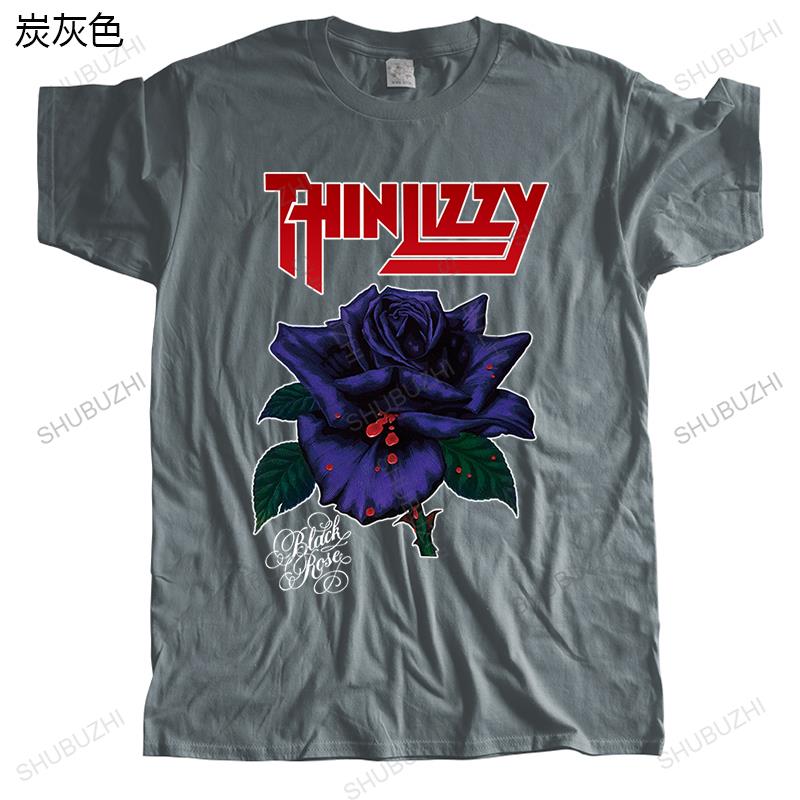 Men crew neck tshirt cotton brand teeshirt black Thin Lizzy Black Rose male summer tshirt loose style cool teeshirt plus size