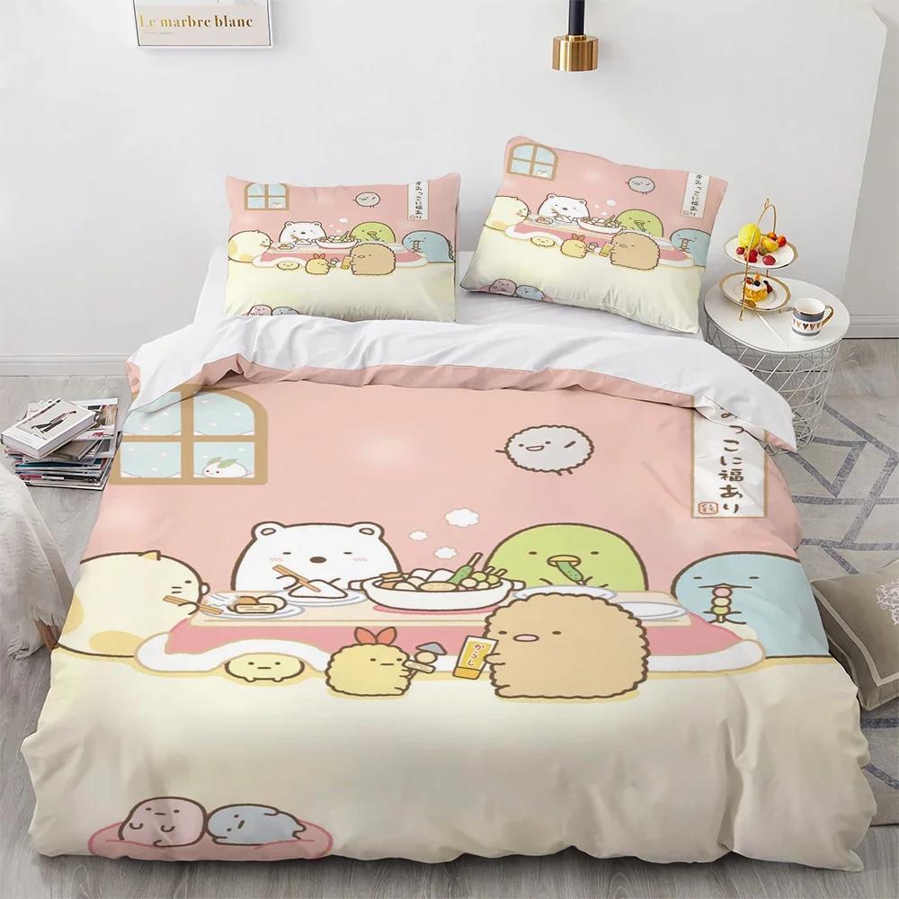 

3D Printed Cartoon Sumikko Gurashi Duvet Cover Anime Kawaii Bedding Set Double Twin Full Queen King Adult Kids Quilt Cover 70x133cm 2pcs
