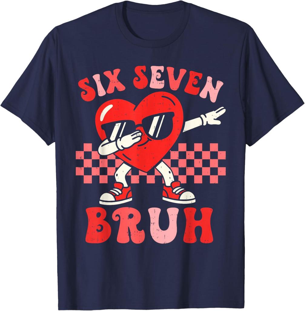 2026 New Six Seven Meme Cool Valentines Day TShirt Mens and Womens Pure Cotton TShirt Fashion Casual Couples Clothing