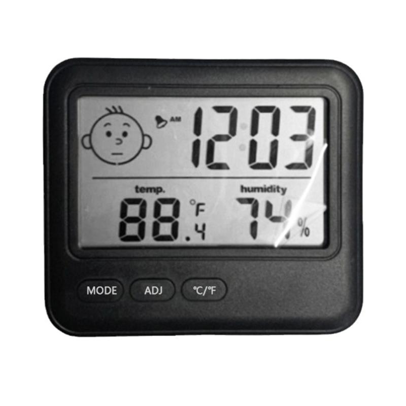 

Digital Hygrometer Guage with Temperature and Humidity and Colck with Large Screen and Smile Feedback for Home Use 1 чорний