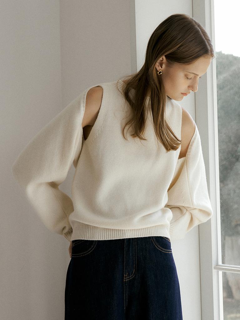 HUNCH Bolero& Sleeveless Knit Set (2Color)