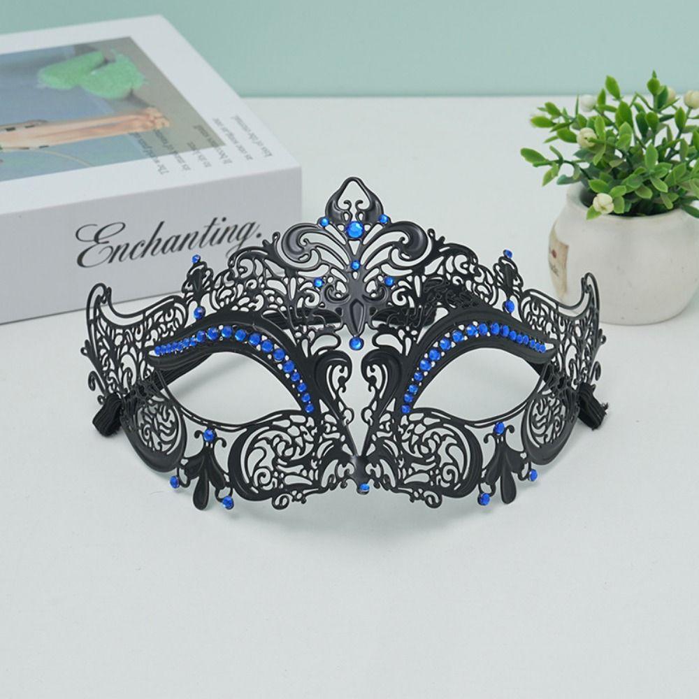 Creative Retro Half Face Mask Rhinestone Handmade Halloween Party Mask Vintage Elastic Bands Masquerade Mask