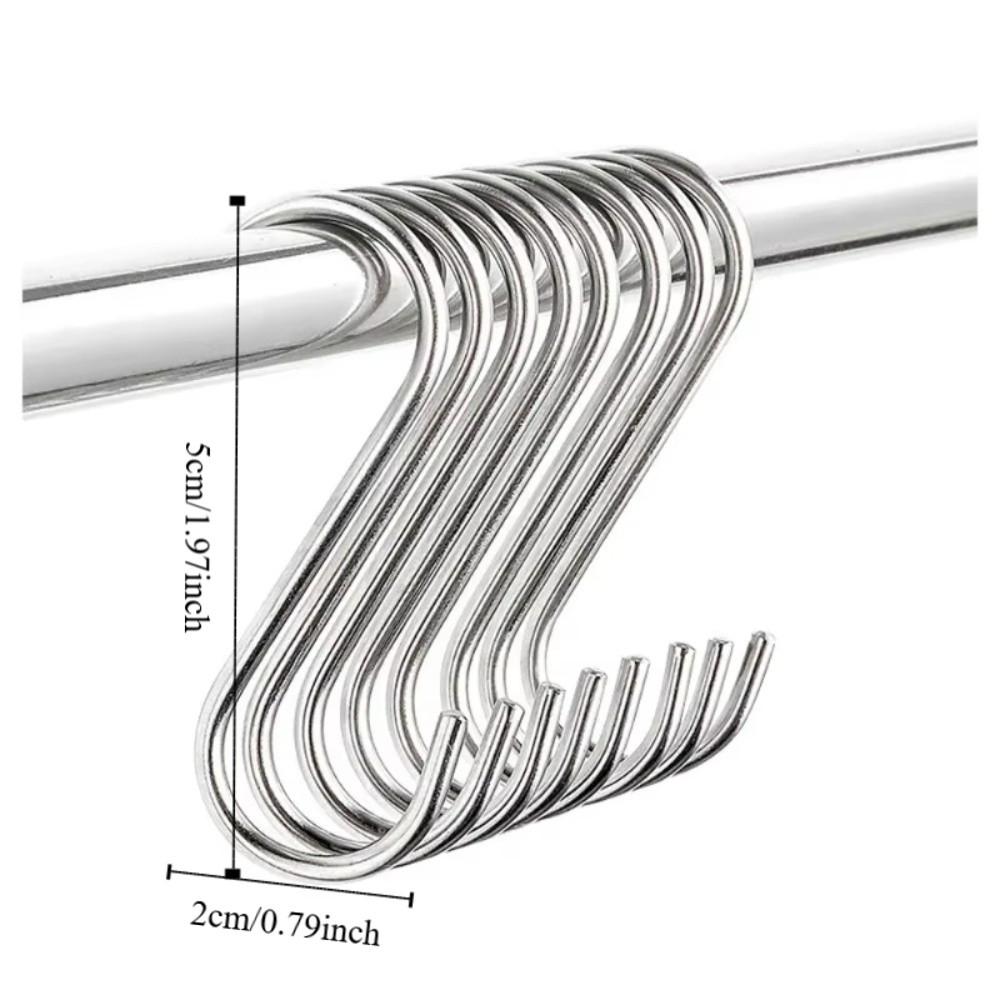 20PCS Multi-Use S Shaped Hooks Smooth Surface Sturdy Hanging Hooks Space Saving Heavy Duty Stainless Steel Hangers Bathroom