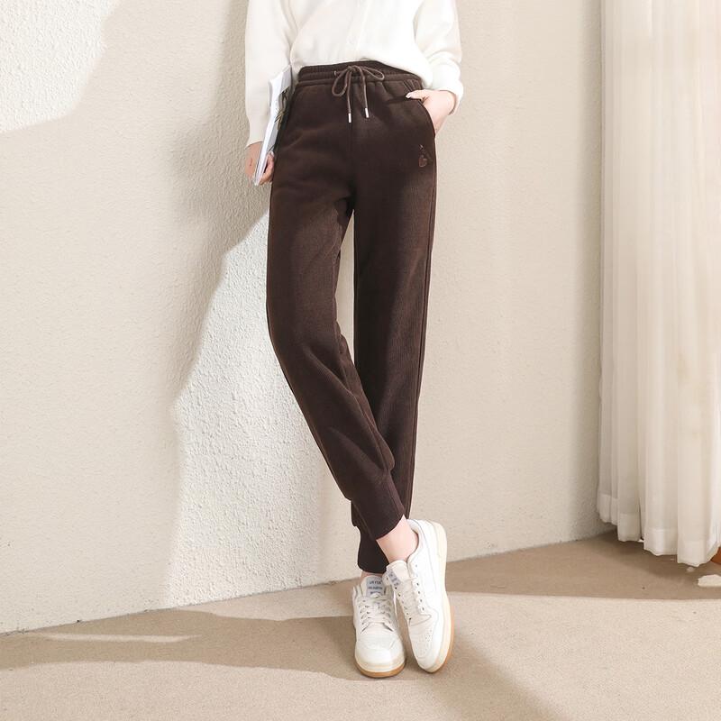 TERRE BLEUE Women's Fleece-lined High-Waist Drawstring Ankle Sweatpants