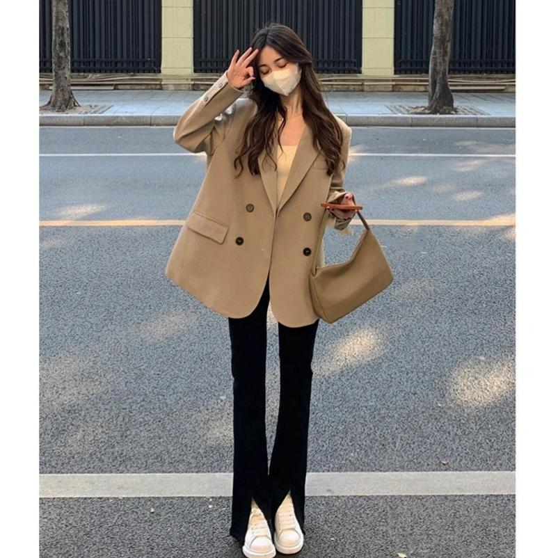 

Coffee Color Suit Jacket Women s Spring and Autumn Small Casual Suit 2XL хакі