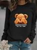 Autumn and winter women's casual long-sleeved crew neck cartoon bear print pullover sweatshirt sweater on