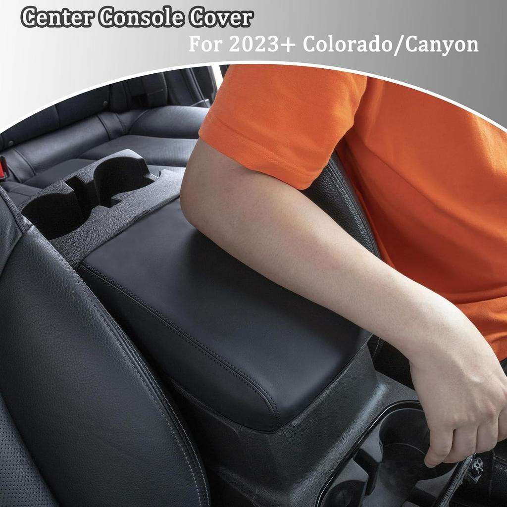 JDMCAR Center Console Cover Compatible with 2023 2024 2025 2026 Chevy Colorado/GMC Canyon Accessories Customized PU Leather Armrest Box Lid Protector