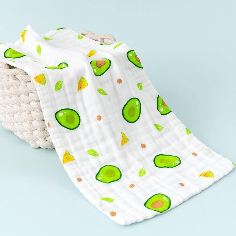 100% Cotton High-Density Six-Layer Gauze Baby Towel, Large 35x75cm. Perfect for Infants, Small Baths, and Swaddling. 75 x 35 авокадо