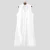 INCERUN Men Satnd Neck Sleeveless Open Front Decorative Buttons Casual Long Cardigan