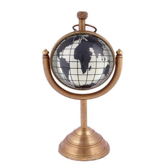 Moon Stand Brown Brass Table Clock