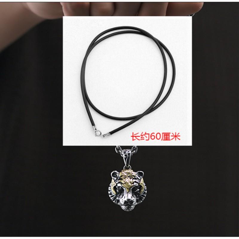 Mens Tiger Pendant Necklace With Leather Cord Or Steel Chain Animal Zodiac Charm Hipster Jewelry Gift Him