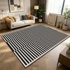 Modern Black White Striped Geometric Carpet Large Living Room Table Rug Soft Fluffy Non-slip Washable Bedroom Lounge Floor Mat