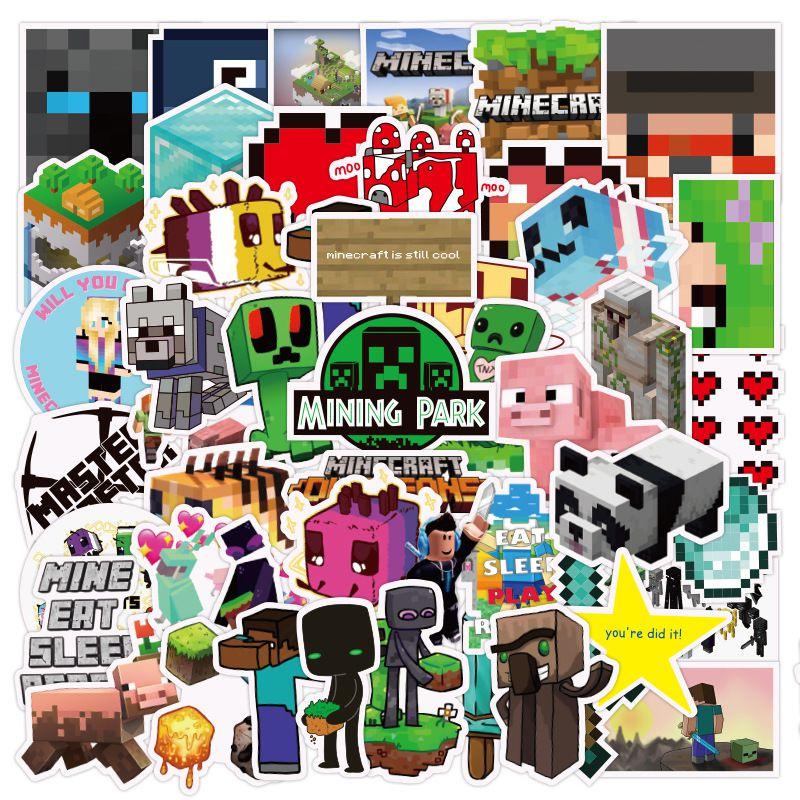 Minecraft Game 100pcs Stickers Diy Waterproof Lapyop Bike Luggage Decal Suitcase