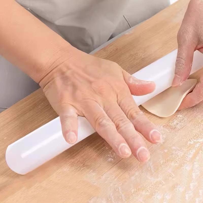 White Pp Rolling Pin Household Food Grade Dumpling Pizza Pastry Tool Long Dough Roller Kneading Stick Baking Supplies