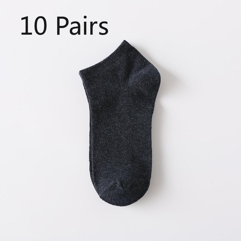 10 Pairs of Men's Boat Socks, Nude Socks, Solid-color Couple Short Socks, Retro Solid-color Cotton Sports Socks, Casual and Versatile