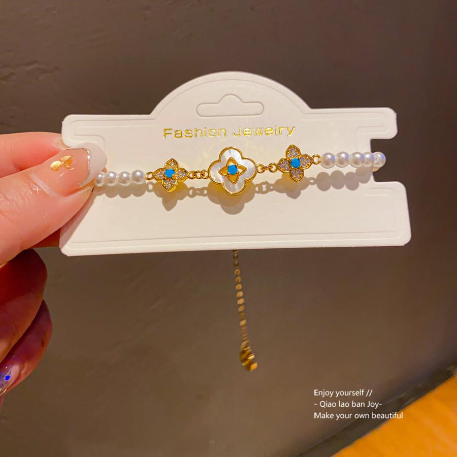 Light Luxury Flower Jewelry Bracelet With Gold Plating And Zircon For Women Gift