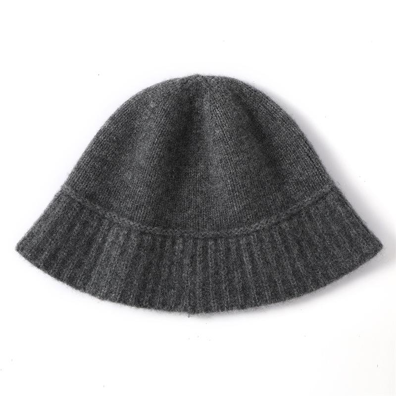 Women's 100% Pure Cashmere Knitted Fisherman Hat - New Stylish Solid Color Warm Design