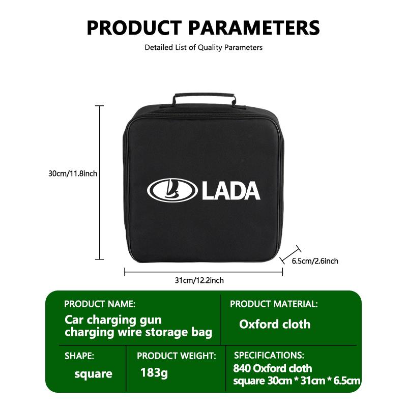 EV Car Charging Cable Storage Bag Waterproof Rechargeable Gun Organizer For Lada Niva Vesta Granta Riva Samara Priora 4x4 Urban