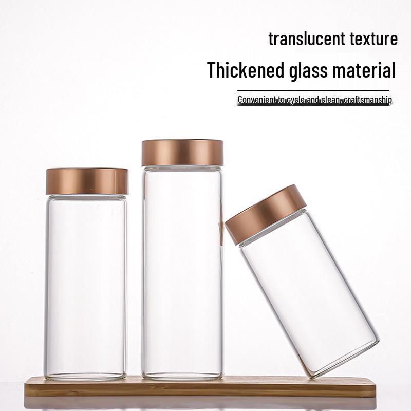 Rose Gold Lid Borosilicate Glass Storage Jar with Moisture-Proof Screw Cap - Test Tube Design for Saffron.