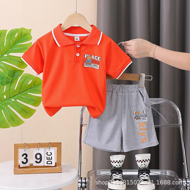 Polo per Bambini con Fantasia a Lettere Outfit Sportivo - Set Casual Estivo a 2 Pezzi per Ragazzi