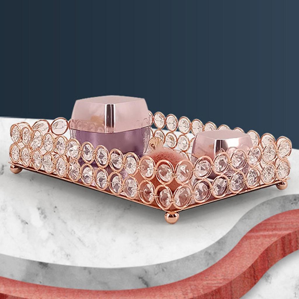 Decorative Mirrored Fruit Tray Holder, Food Storage Display Panel Vanity for Wedding Restaurant