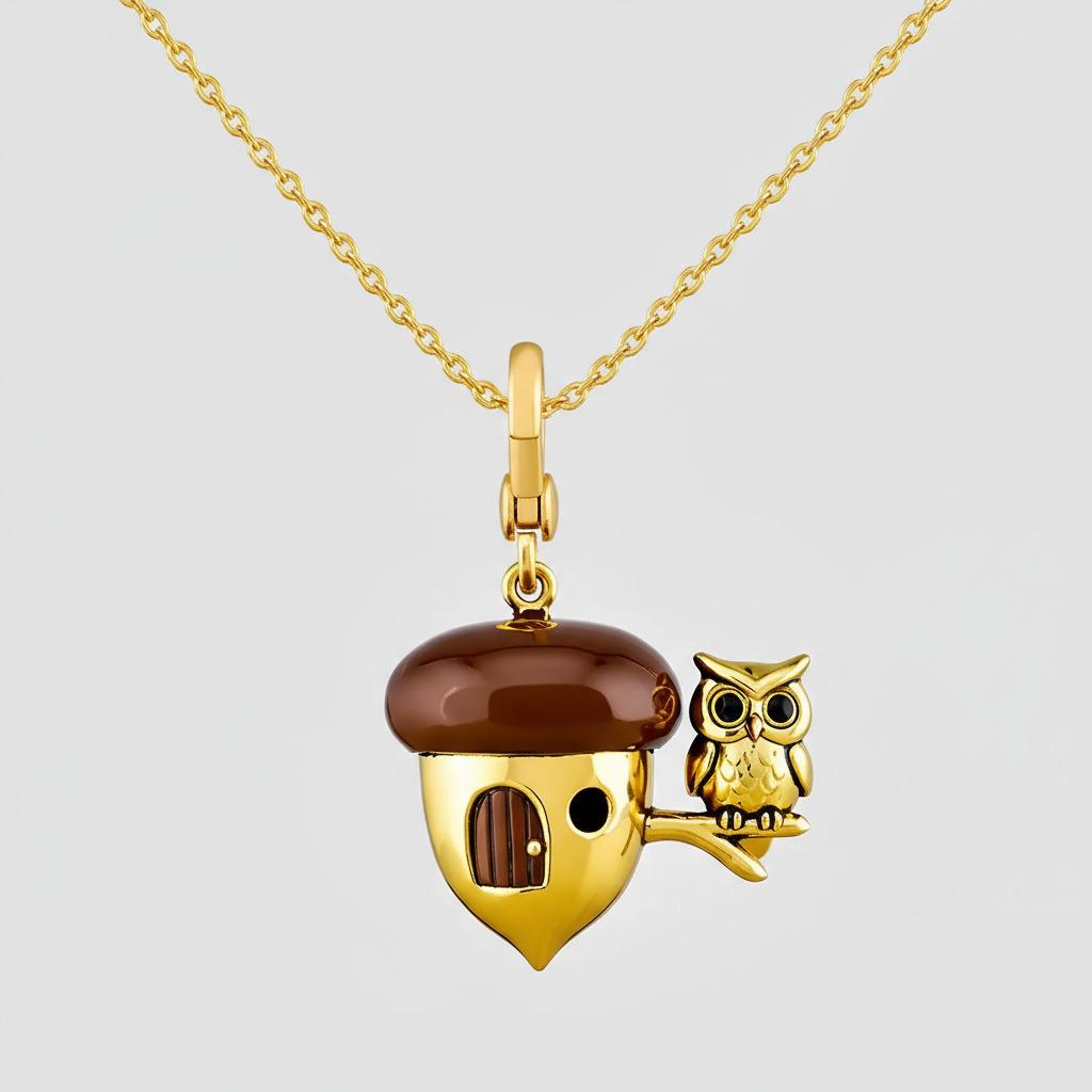 

Childlike Owl Hut Necklace Light Luxury Niche Animal Shape Personalized Accessories Single Item