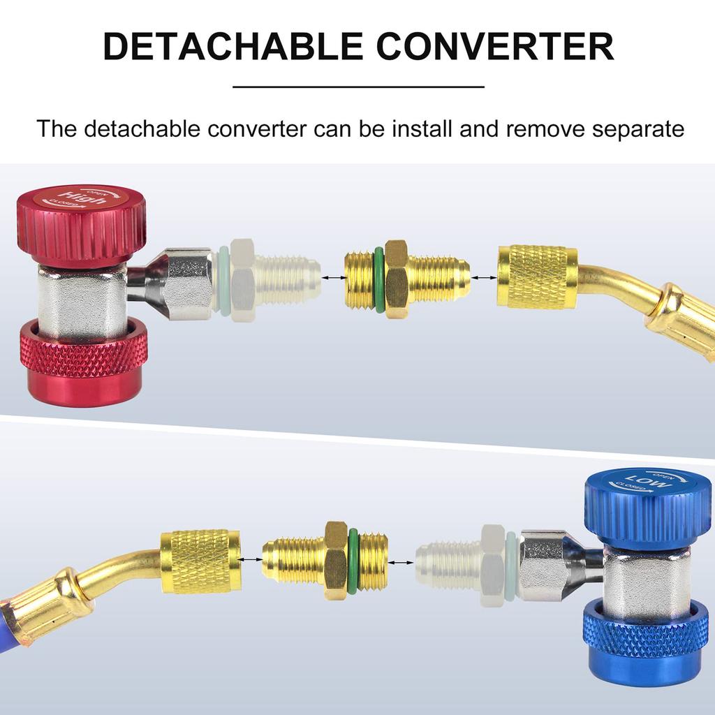 AC R134A Quick Coupler Adapter Fittings Adjustable R134A Connector H/L Manifold Connector For Car Air Condition Recharging