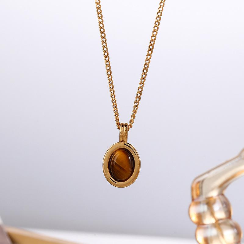 

Meillard Tiger s Eye Necklace: Retro Luxury, High-End Fashion, Simple European & American Design