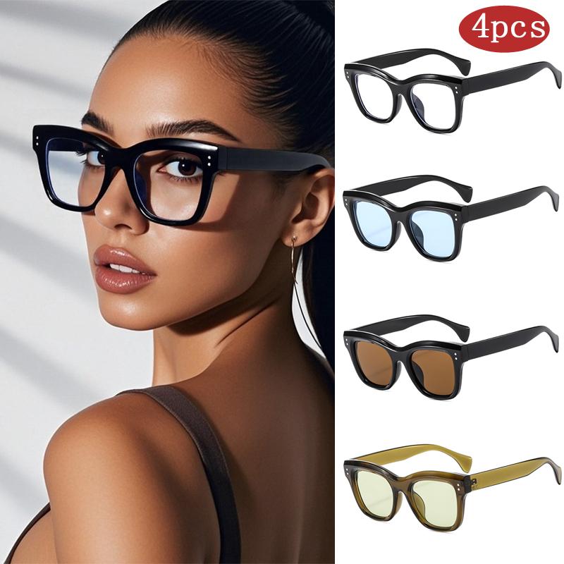 

4Set Fashion Cat Eye Sunglasses Woman Personality Vintage Candy Colors Gradient Sun Glasses Female Uv Protection Eyeglasses