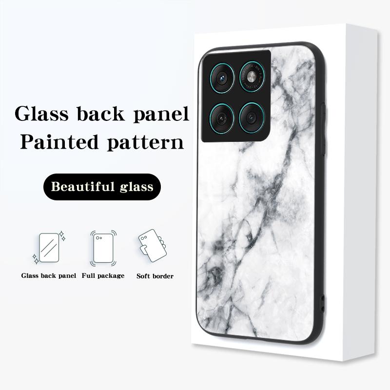 

For Motorola Edge 60 Fusion 5G/Edge 60 5G Case Marble Pattern Tempered Glass+PC+TPU Protective Phone Cover B