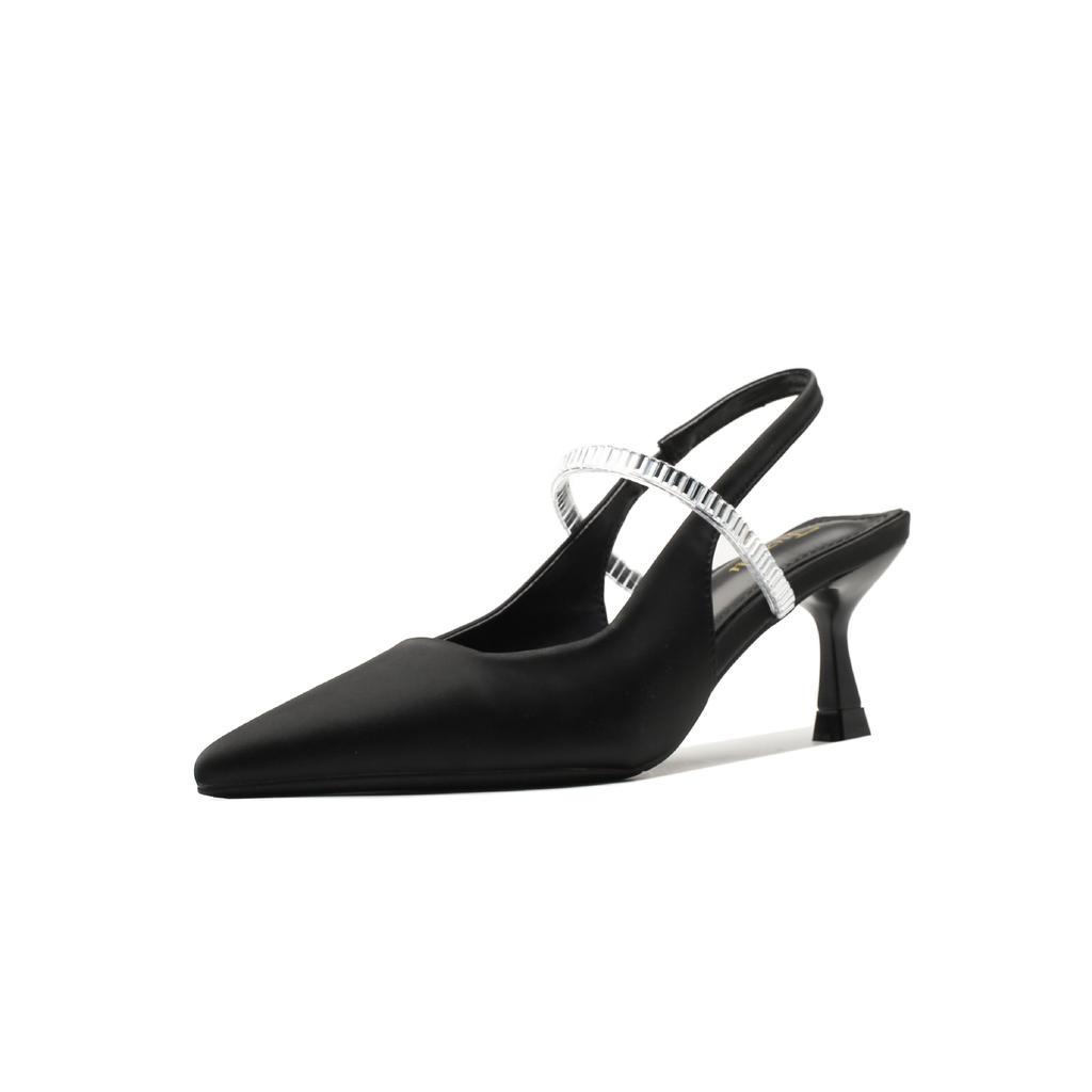 Fashion Sharp pointed slim heel high heels 2025 new summer French fashion versatile rhinestone back air sandals