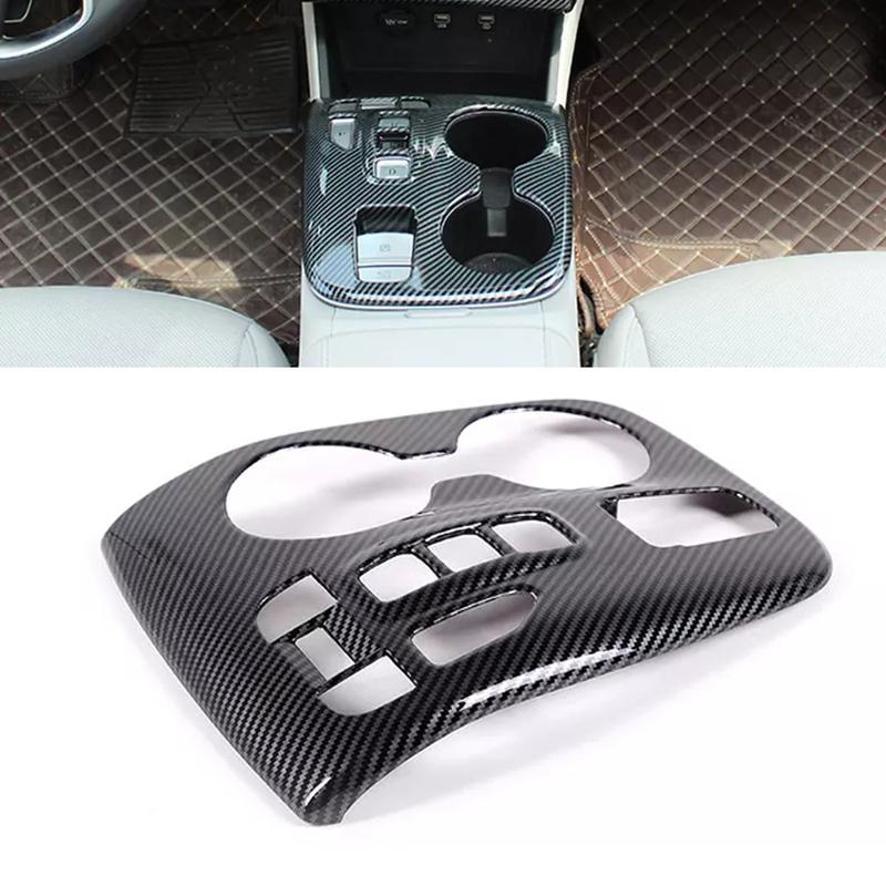 Car Center Console Gear Shift Panel Cover Trim Carbon Fiber Style ABS Fit for Hyundai Tucson - Left Hand Drive